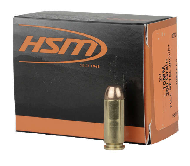 Ammunition HSM   Hunting Shack Inc. 10mm HSM 10MM8N20     10MM    200 FMJ             20/20 • Model: 